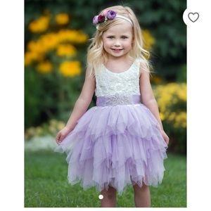 Lace tulle lavender flower girl dress